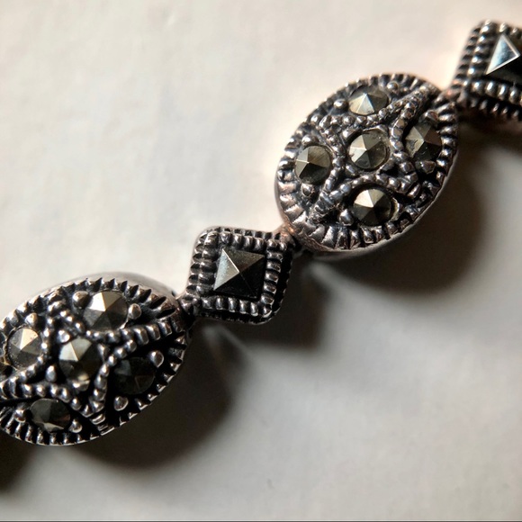 Marcasite and Silver Art Deco Bracelet - Picture 2 of 8